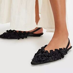Jeffrey Campbell x Free People Satin Bow Slingback Flats